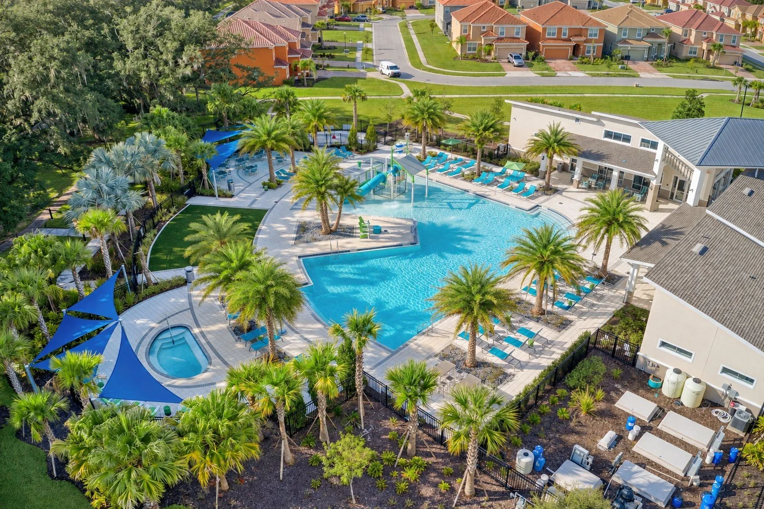 Veranda Palms aerial pool and community view