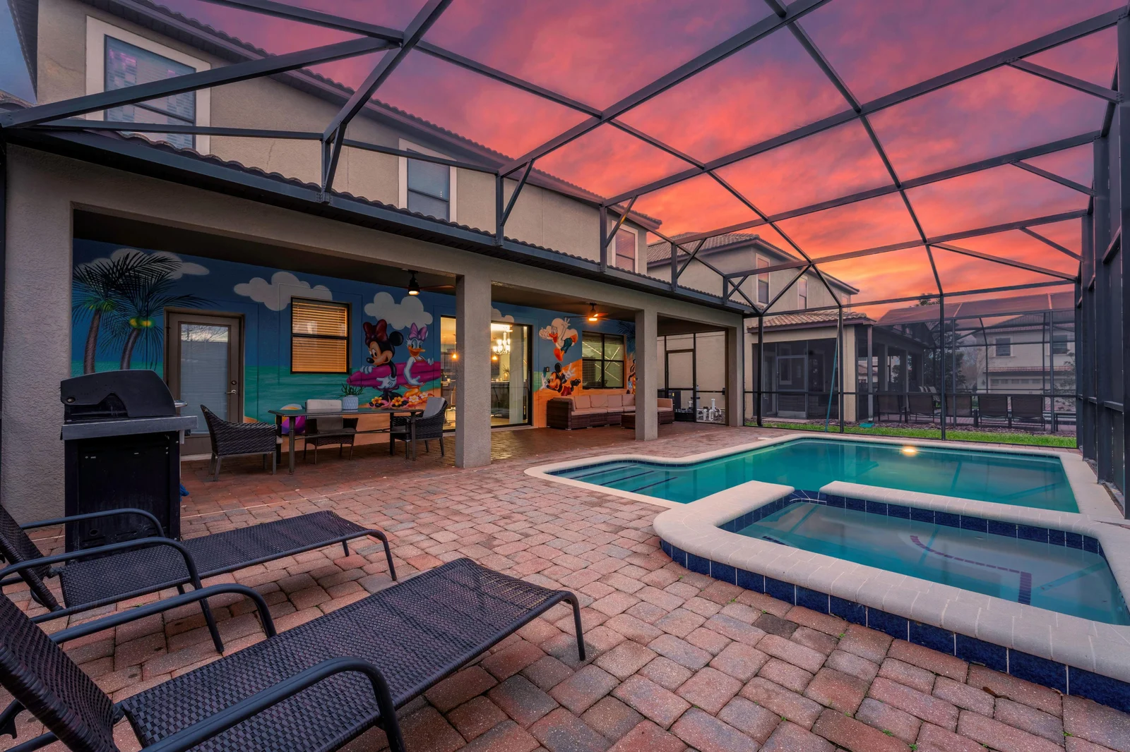 Private pool at sunset at a Champions Gate vacation home